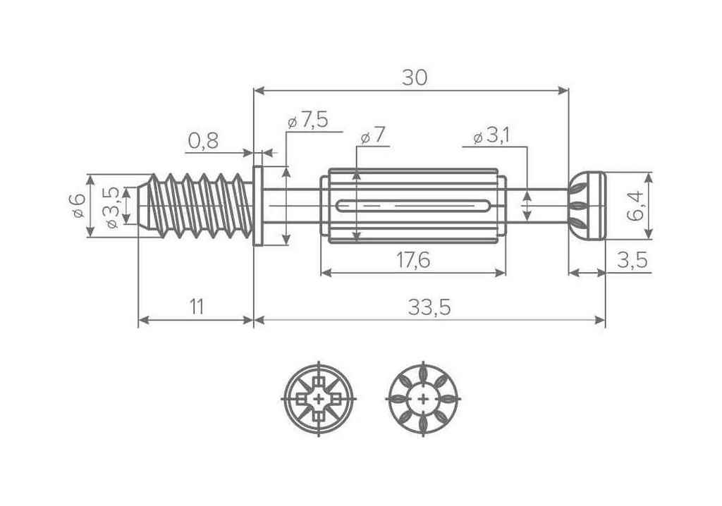 Винт для AQ X-CENTRIC 15 L=34 мм с пластиковой муфтой