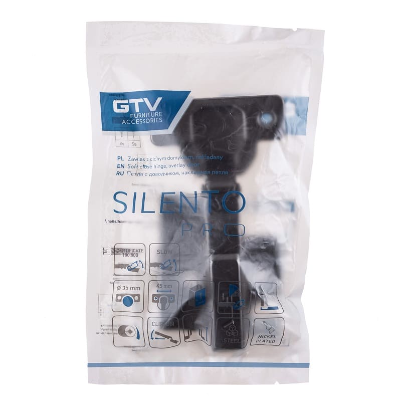 Петля  накладная GTV SOLID PLUS (3D рег. с загл. на плечо), с доводчиком, с ответной планкой, черная