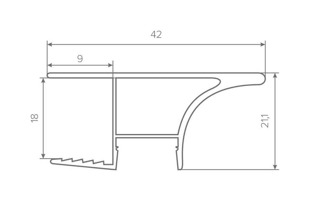 Ручка-профиль с подсветкой AQ Gola-X для верхней базы ДСП 18мм 2.5 м
