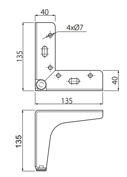 Опора мебельная LB-135, Н-135мм, черная