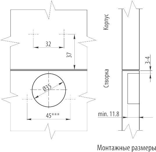 Петля полунакладная GTV, с доводчиком, с ответной планкой