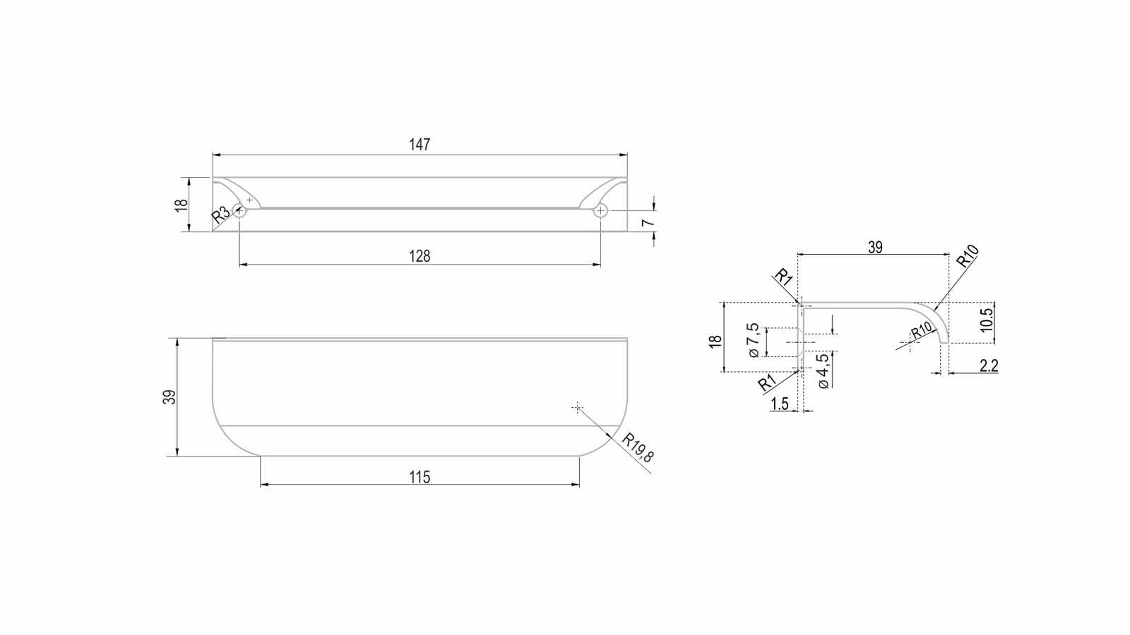 Ручка торцевая MONTE