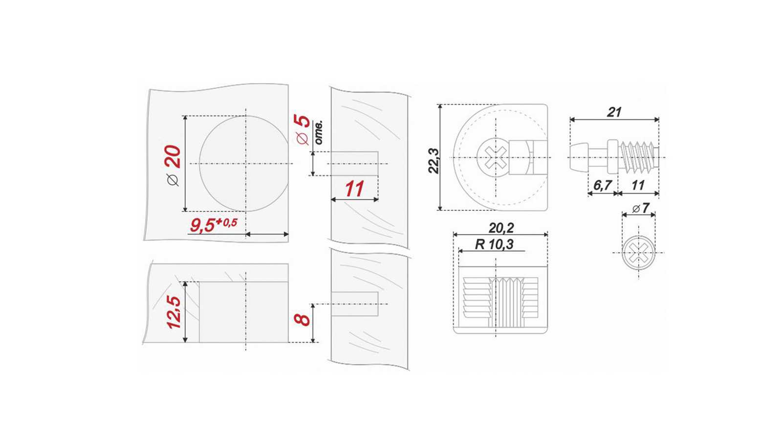 Эксцентриковая стяжка B-fix ST01/49