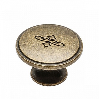 Ручка мебельная OLBIA, кнопка, старое золото