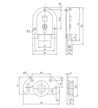 Комплект роликов на одну дверь FAST50, нагрузка до 50 кг 
