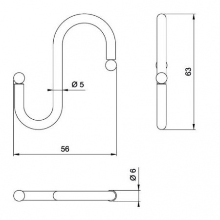 Крючок на рейлинг, "ретро", хром