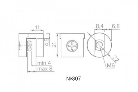 Держатель для стекла Н-8мм, под шуруп
