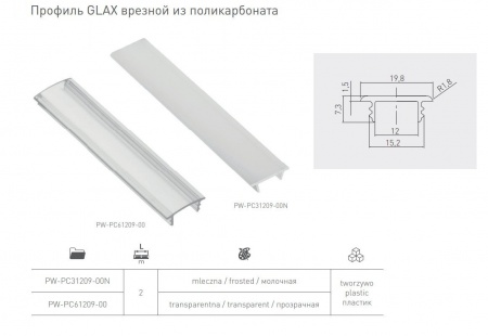 Накладка для светодиодной ленты, врезная