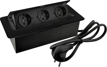Блок розеток встраеваемый AQ PLUG-X H1 горизонтальный 3xSCHUKO черный