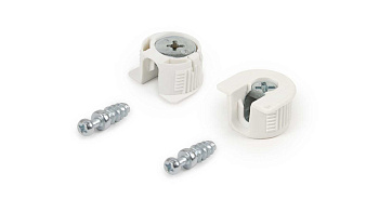 Эксцентриковая стяжка B-fix ST01/49 20х12,5 мм, дюбель d7 мм, белый