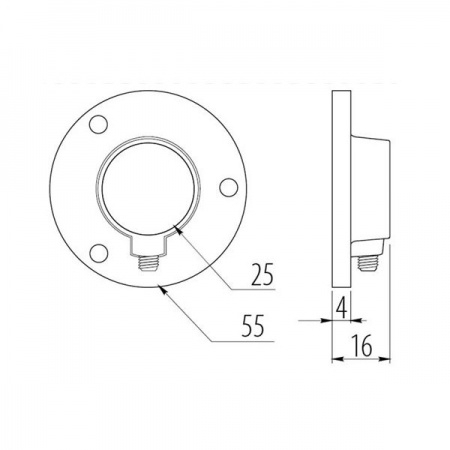 Фланец Ф25мм, сталь, хром