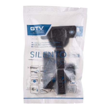 Петля  накладная GTV SOLID PLUS (3D рег. с загл. на плечо), с доводчиком, с ответной планкой, черная