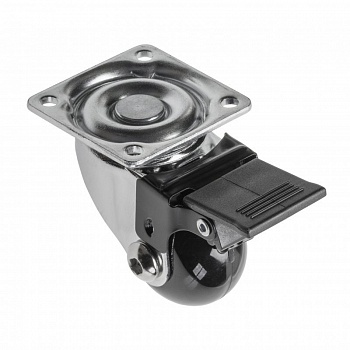 Опора колесная Ф35мм BRAZYLIA, силиконовая черная, с тормозом