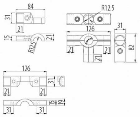 TRIS 562 Крепление трубы трехстороннее