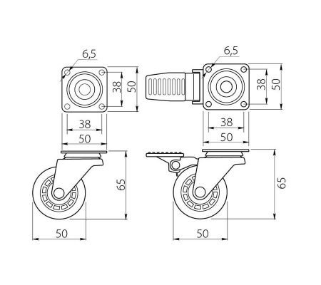 Опора колесная, Ф50мм силиконовая 