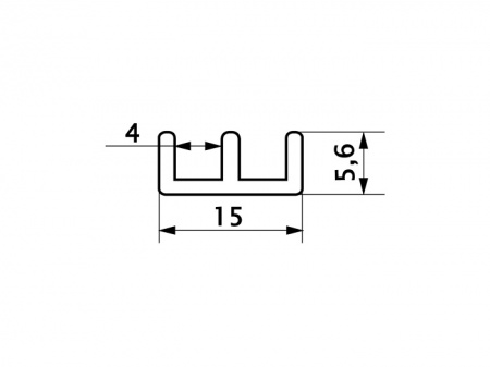 Профиль направляющий для 2-х стекол, низкий L-2.5м, белый