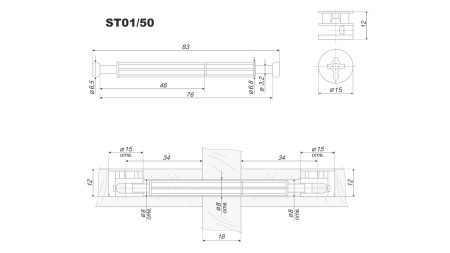 ST01/50/6/Zn/01 Эксцентрик 15х12 мм,дюбель d6,8 мм двусторонний
