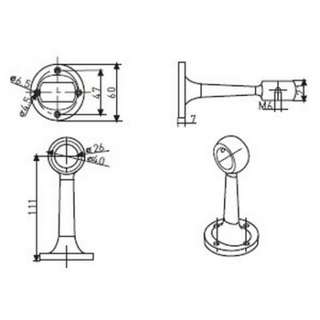 TRIS 570 Держатель дистанционный для трубы Ф25мм, проходной