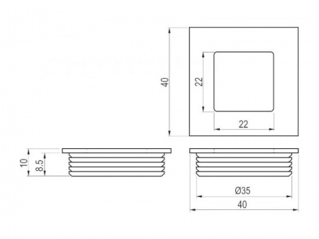 Ручка врезная UZ-В-226, квадратная