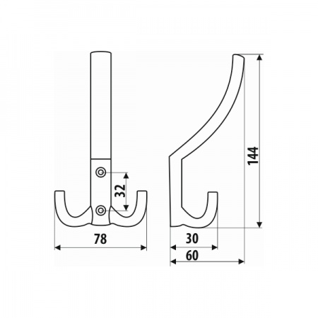 Крючок-вешалка  WP-11(CH09)гладкий