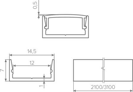 Профиль врезной для светодиодных лент AQ FORM НОВЫЙ
