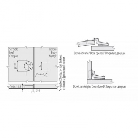 Петля  внутренняя GTV, с ответной планкой