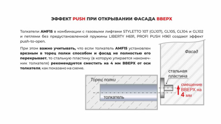 Push-to-open врезной, AMF15, с магнитным окончанием, Ф10мм