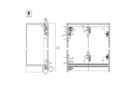 Комплект WingLine L, на 1 дверь (2 створки) для больших дверей до 25кг
