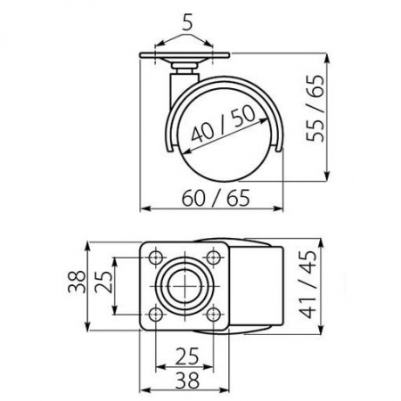 Опора колесная с площадкой, черная