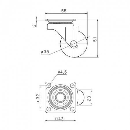 Опора колесная Ф35мм BRAZYLIA, силиконовая