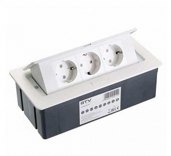 Блок розеток встраеваемый для офиса, 3 розетки, белый