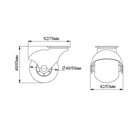 Опора колесная, резиновая "шар"