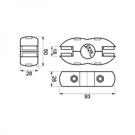 TRIS 551 Держатель двойной труба-ДСП/стекло