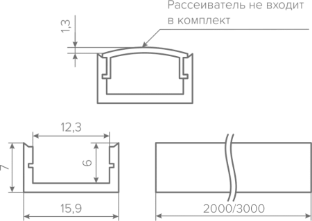 Профиль накладной для светодиодных лент AQ FORM