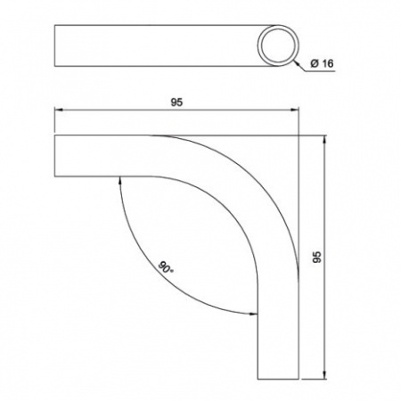 Угол рейлинга 90 гр., хром