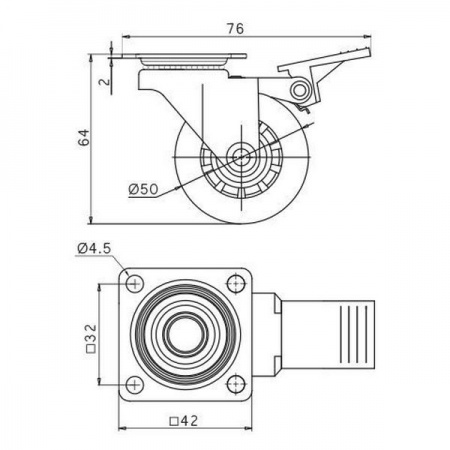 Опора колесная Ф50мм BRAZYLIA, силиконовая
