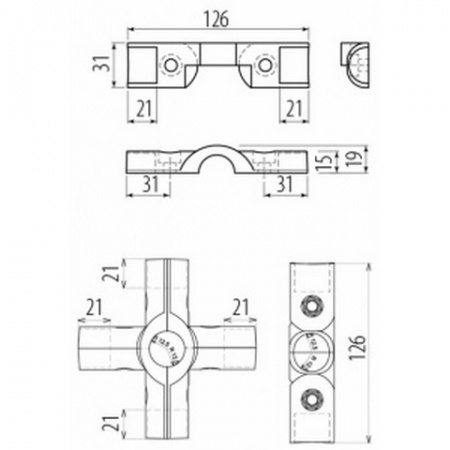TRIS 563 Крепление трубы четырехстороннее