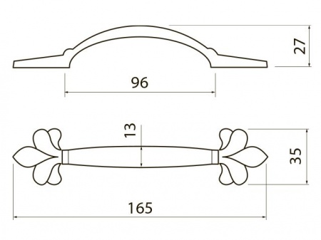 Ручка мебельная ROYAL-3, L=96мм, белый/золото