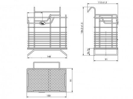 Корзина на рейлинг для столовых приборов, хром