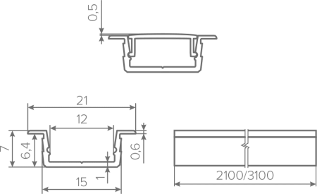 Профиль врезной для светодиодных лент AQ FORM НОВЫЙ