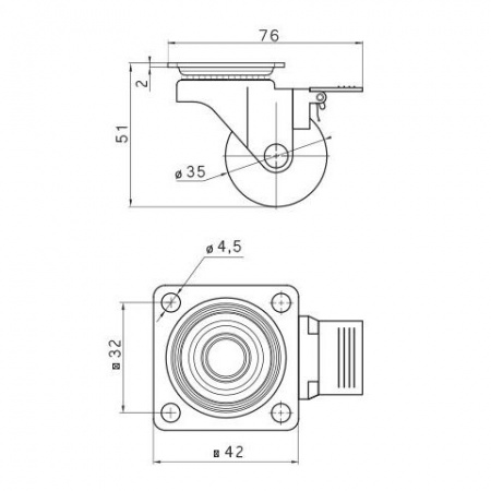 Опора колесная Ф35мм BRAZYLIA, силиконовая